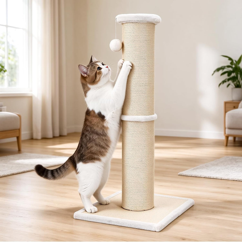 Tall Cat Scratching Post, 32in Thickened Sisal Post for Large Cats