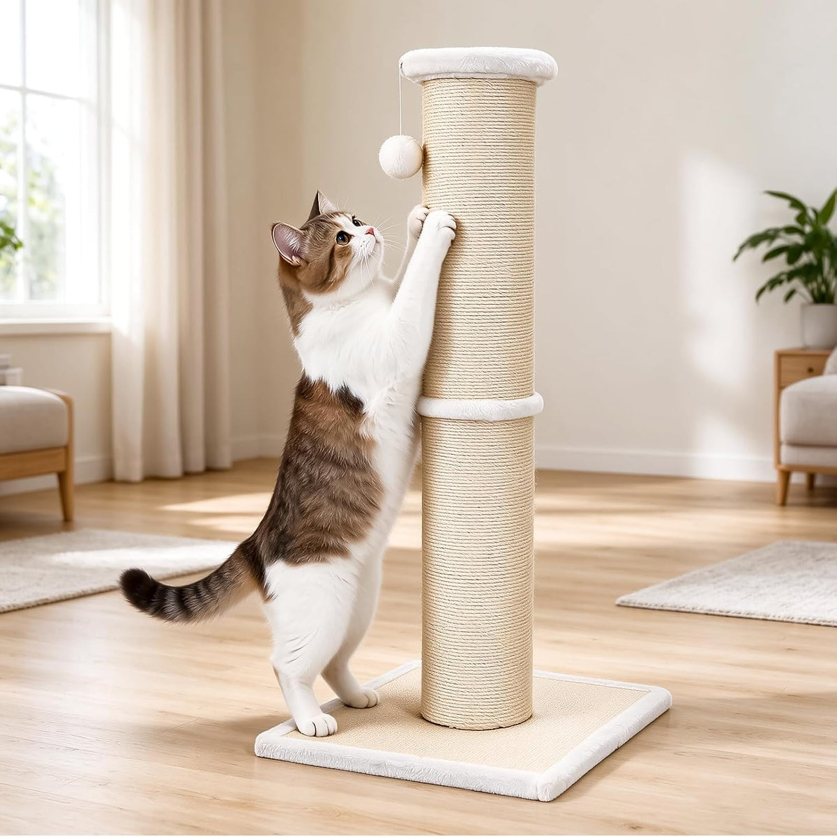 Tall Cat Scratching Post, 32in Thickened Sisal Post for Large Cats