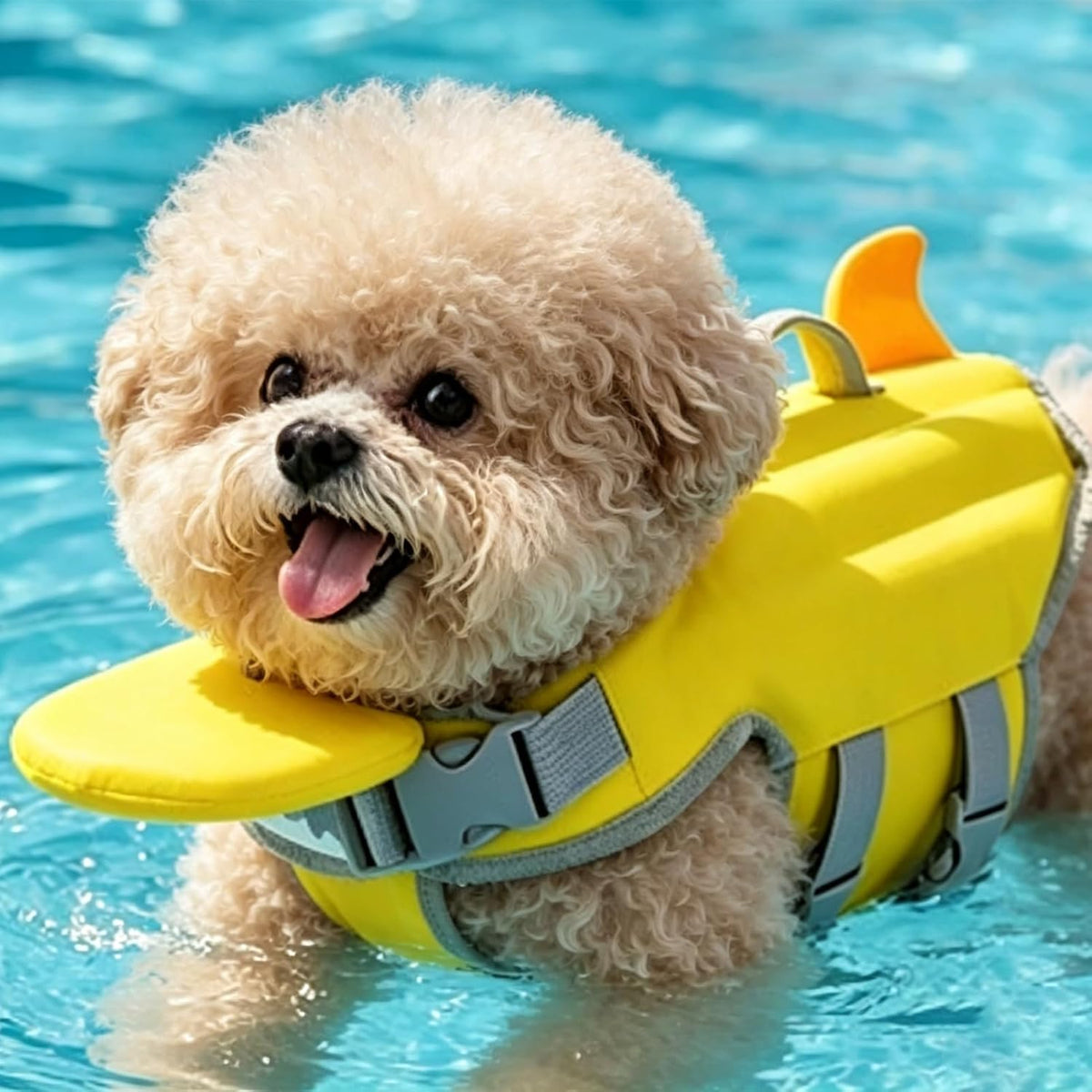 Dog Life Vest with Chin Float, Dog Life Jacket, with Rescue Handle & Hook, Head/Neck Support Design, Reflective, High Bu