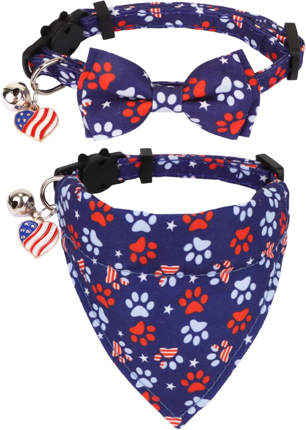 PTDECOR Fall Cat Collar with Bandana Bow, Thanksgiving Brown Plaid Collar