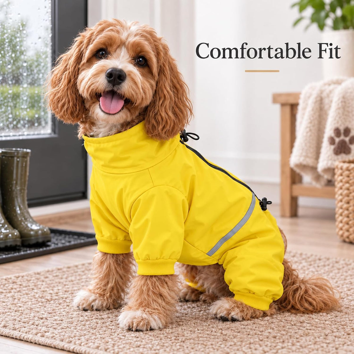 Morezi Waterproof Dog Raincoat with Legs, Full Body Coverage Dog Suit