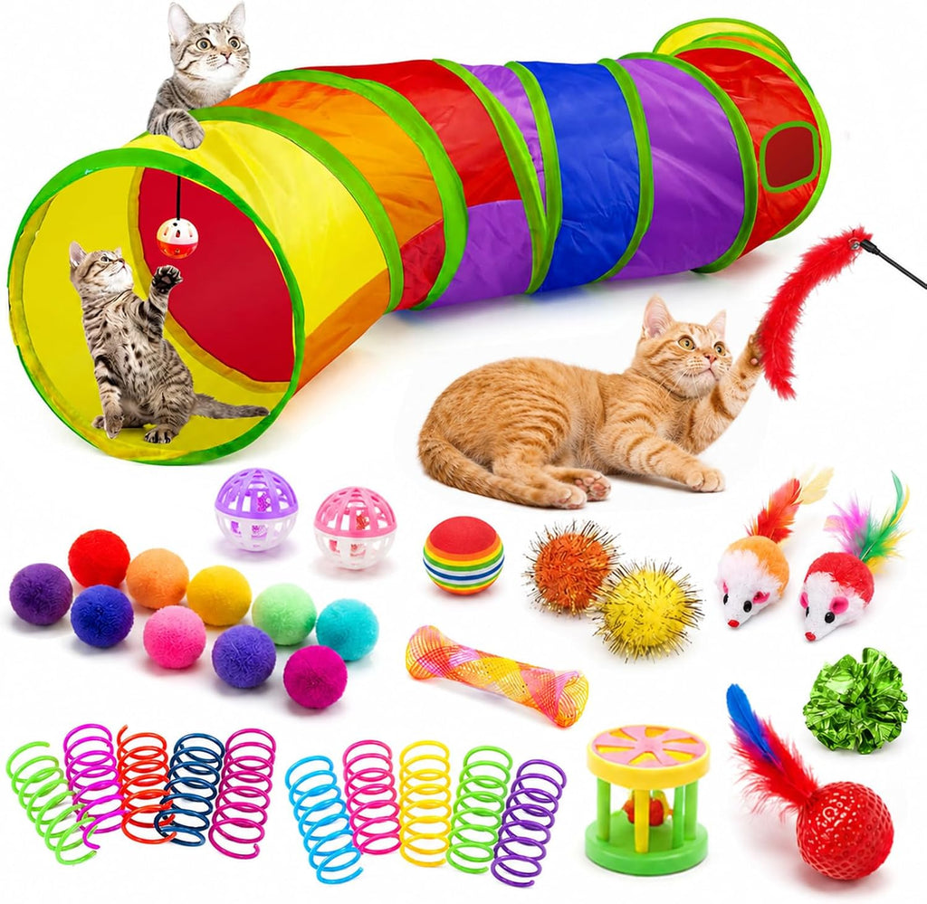 AILUKI 33PCS Cat Toys Variety Pack for Indoor Cats, Kitten Toys Cat Tunnel