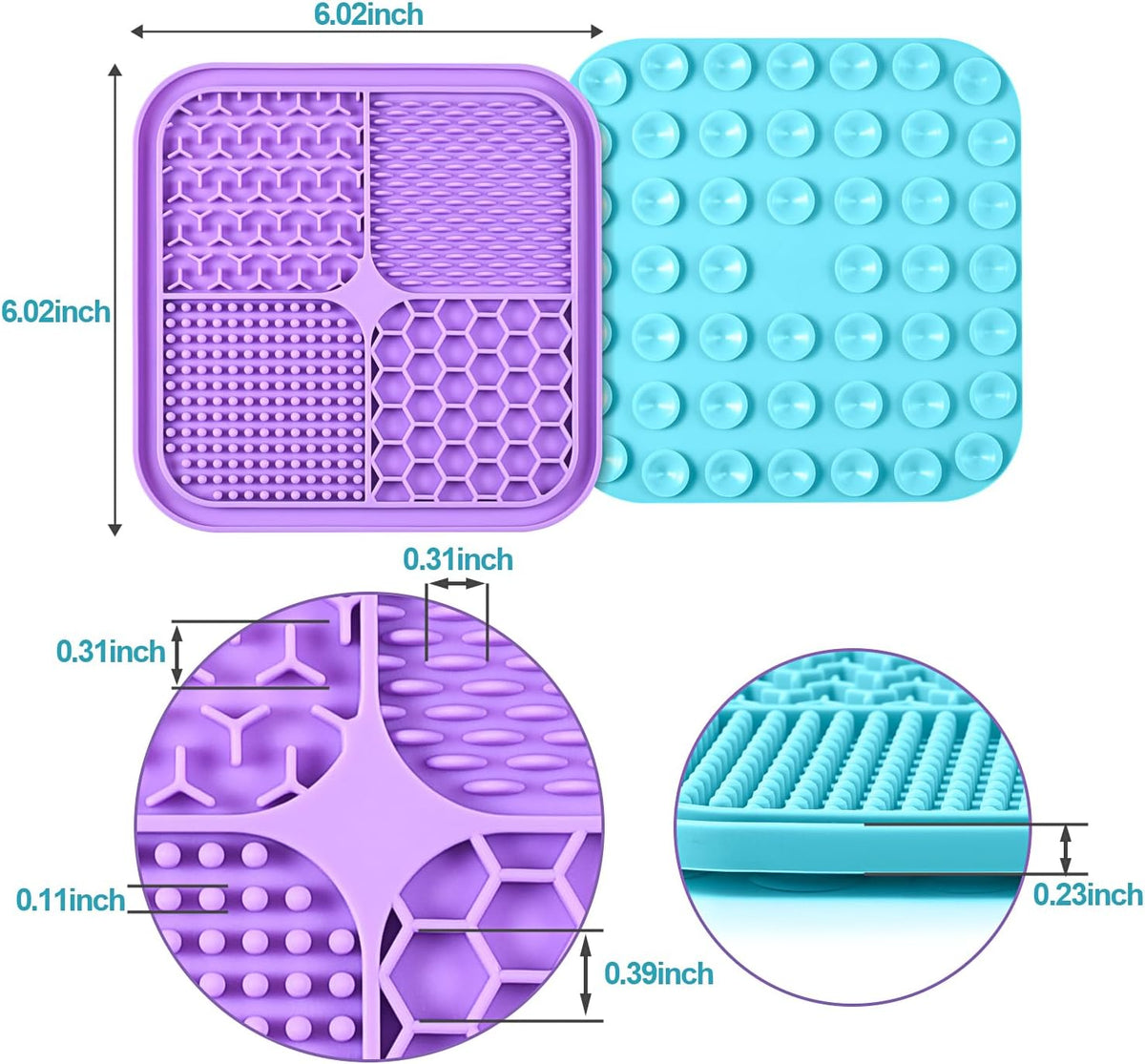 2PCS Licking Mat for Dogs with Suction Cups, Premium Lick Pad for Anxiety Relief, Slow Feeder Dog Bowls, Perfect for Bat