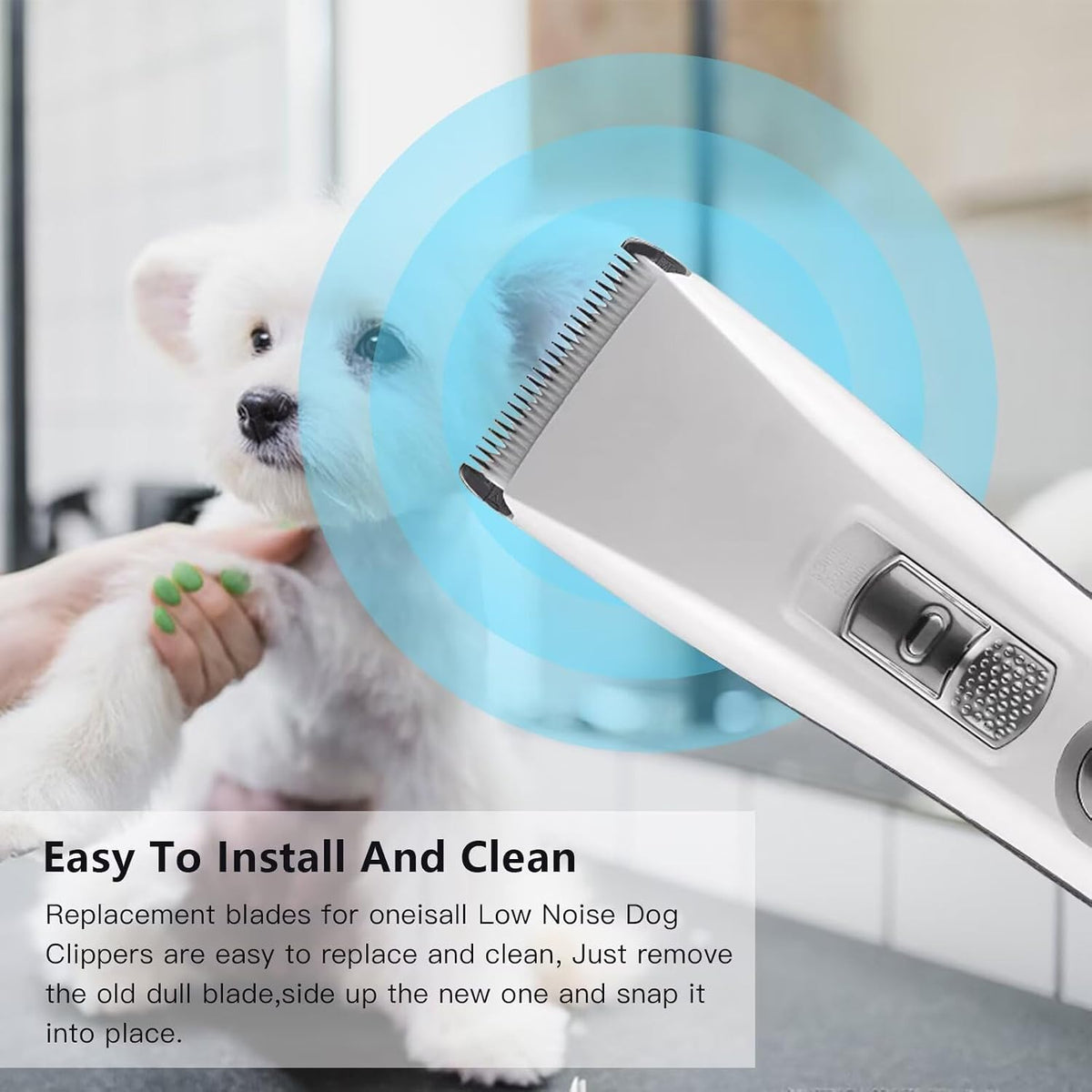 4 Pcs Clipper Replacement Blades Ceramic Stainless Steel Compatible with Oneisall Low Noise Dog and Cat Grooming