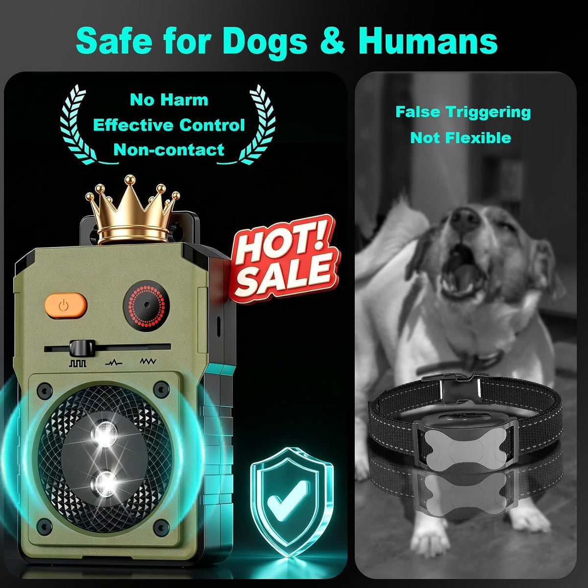 Anti Barking Device for Dogs, 3 Modes Ultrasonic Bark Deterrent