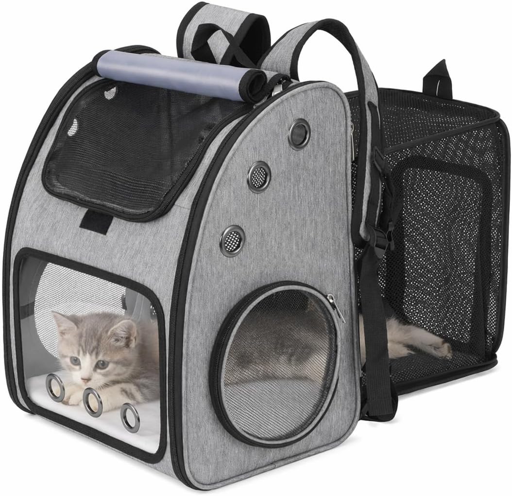 Expandable Cat Backpack Carrier for Small Cats/Dogs Airline Approved