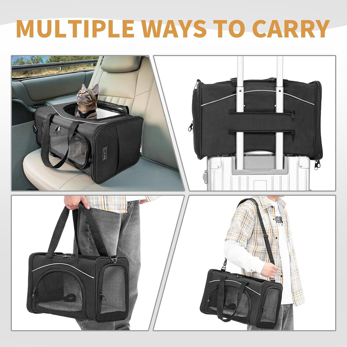 Petsfit Airline Cat Carrier for Small Cats, Two-Way Placement, Up to 9 lb