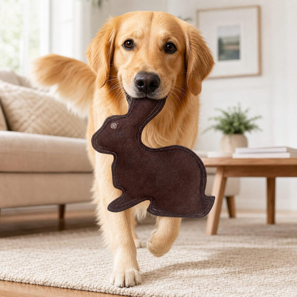 CHALLENGER Prairie Jackrabbit Suede Leather Dog Toy Brown Western Pet Toy 64RS02BR