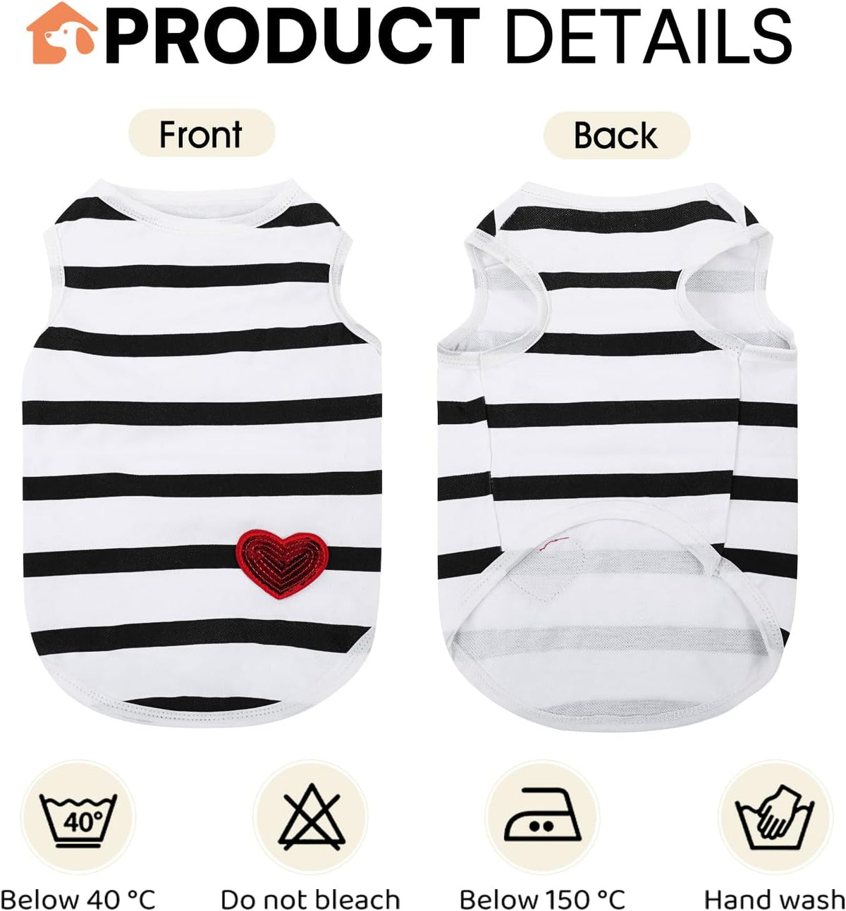 Dog Shirts for Medium Dogs, Striped T-shirt Dog Tank Top, Bichon Tee Shirts