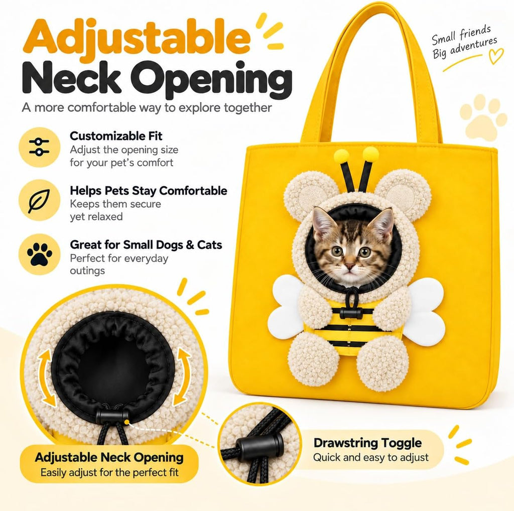 Head-Out Pet Carrier Tote for Small Cats and Dogs, Adjustable Head Opening