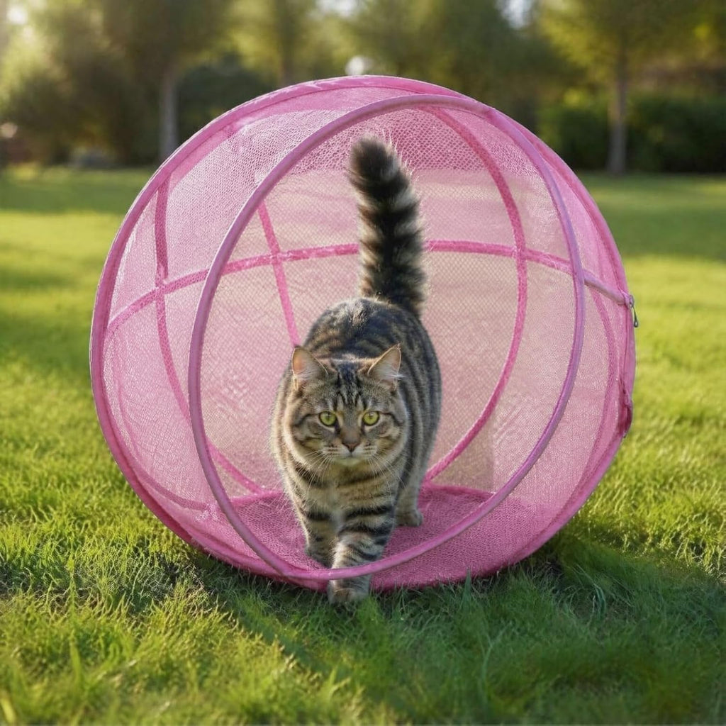 Portable Outdoor Cat Enclosure Ball Cat Cage Pop-Up Cat Playpen (Black)