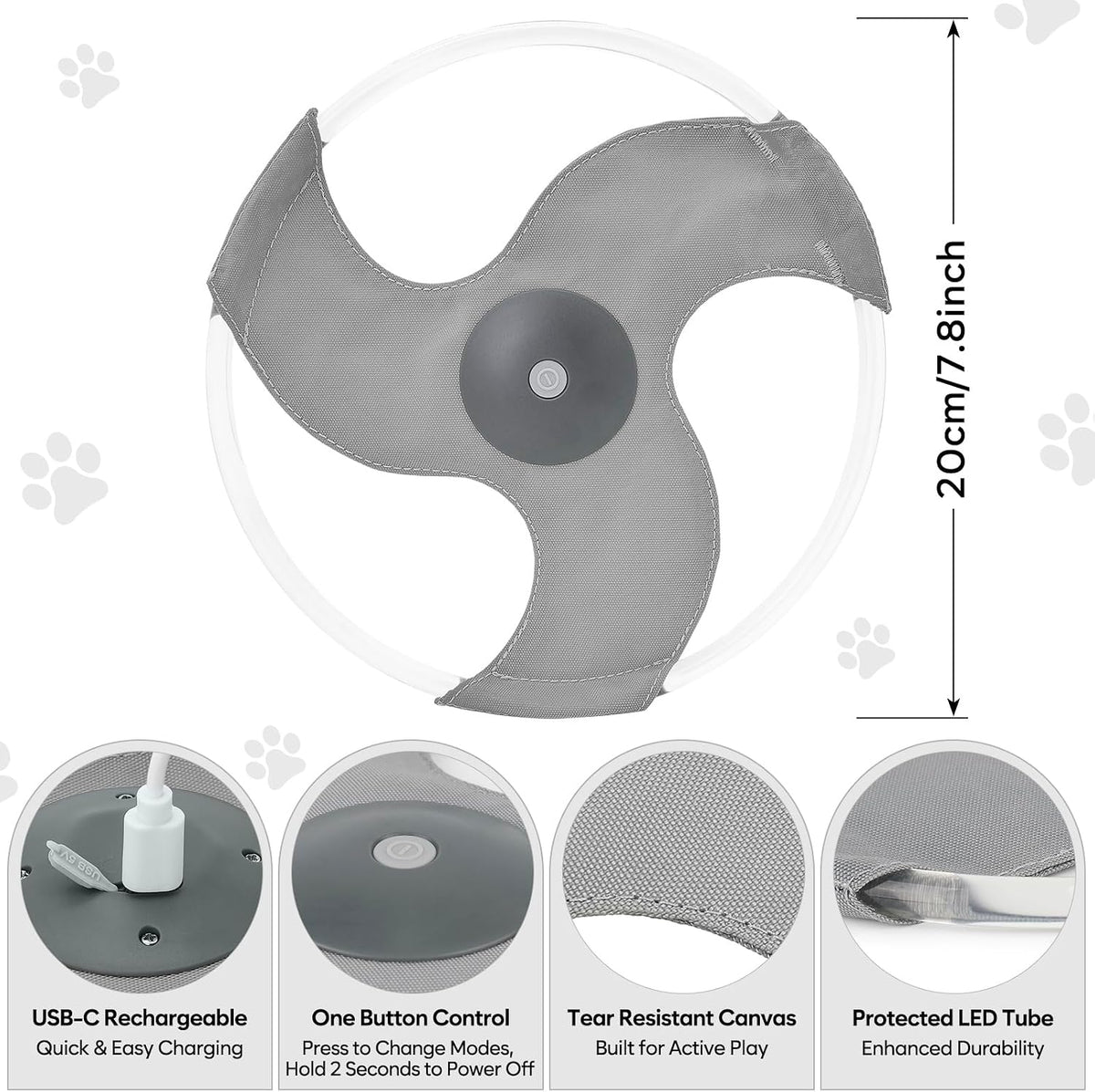 Light Up Dog Flying Disc, LED Flying Disc Dog Toy for Night Time
