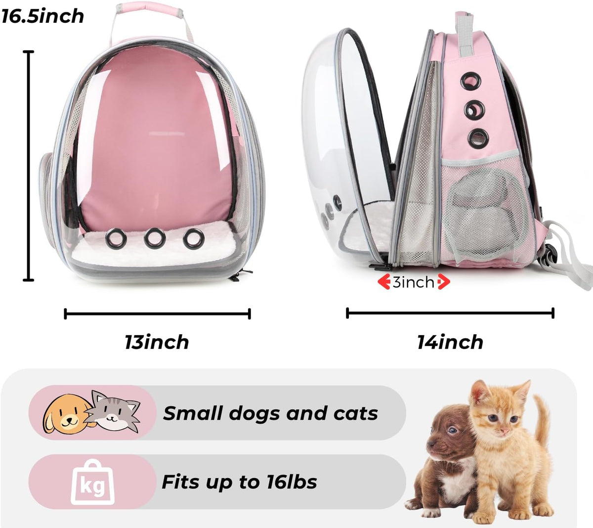 Lollimeow Cat Backpack Carrier, Pet Bubble Backpack, Supports up to 16 lbs
