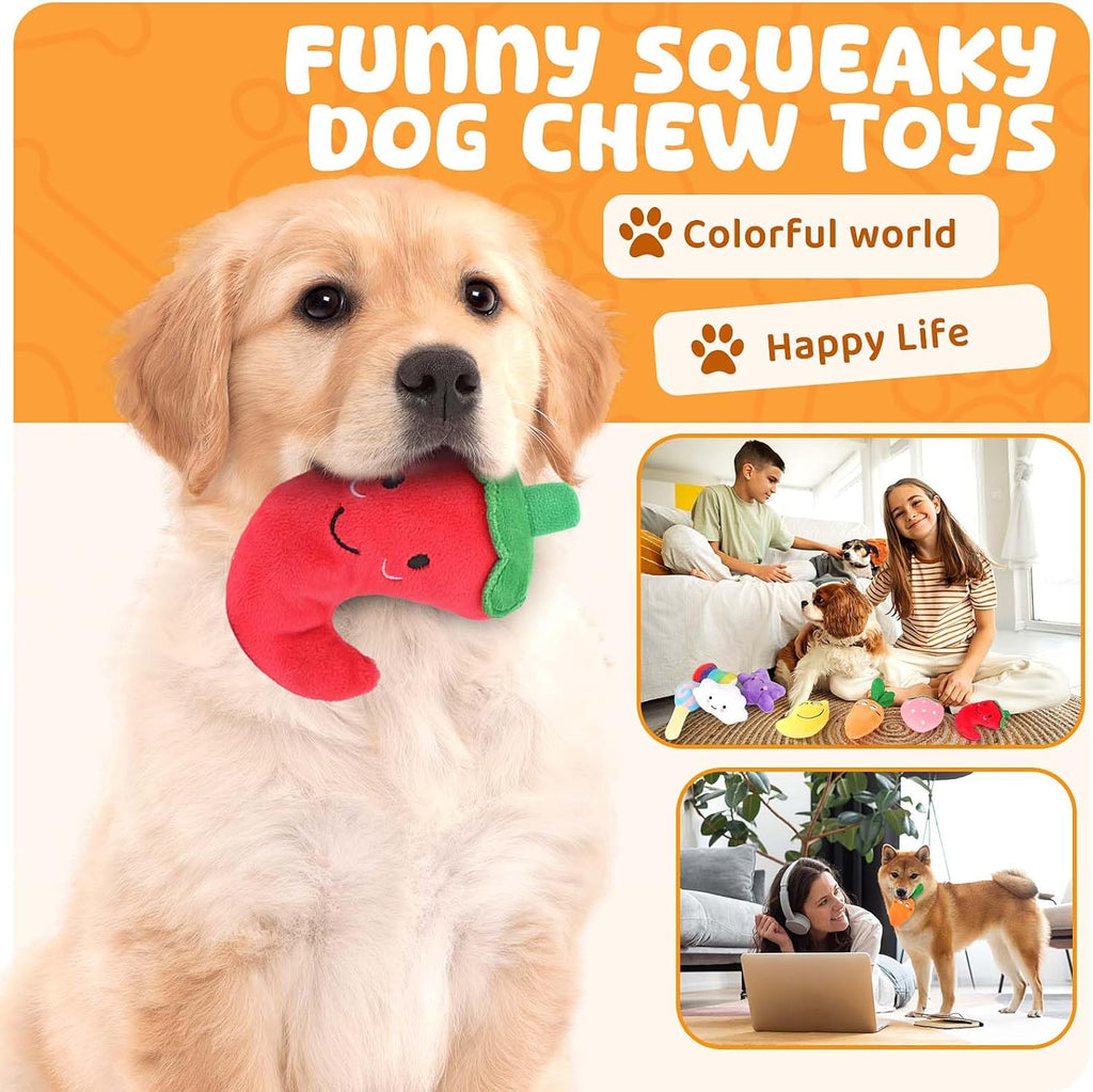 LOYEE Dog Squeaky Toys 8 Pack, Puppy Plush Squeaky Toys for Medium Small Dogs, Cute Pet Toys Stuffed Puppy Chew Toys for