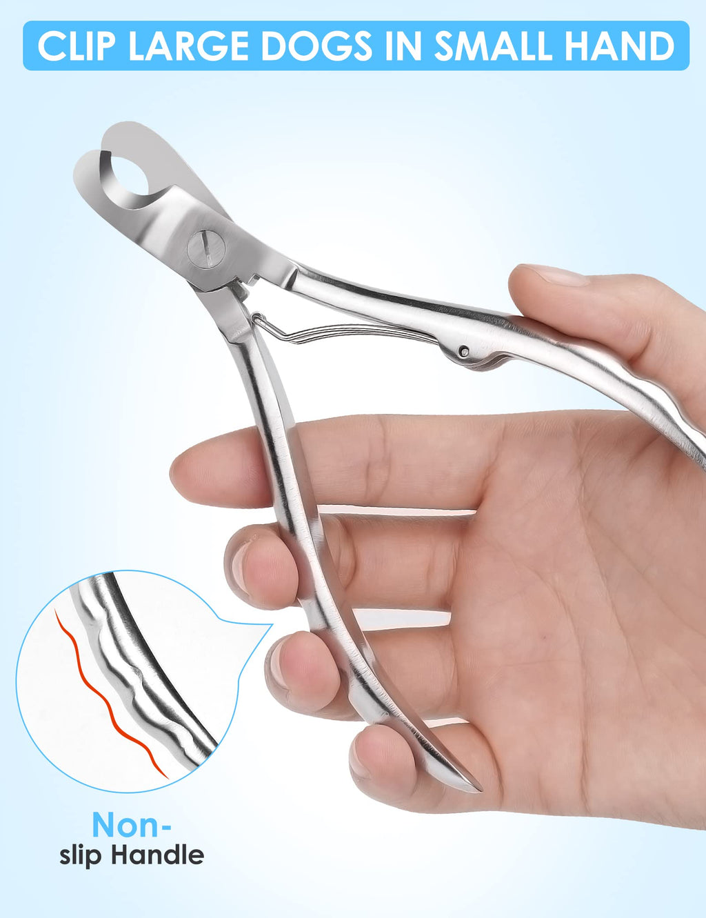 Gobeigo Heavy Duty Dog Nail Clippers for Large Dogs & Thick Nails (Silver)