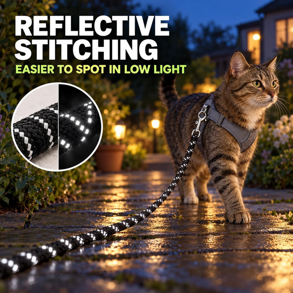 Extra Long Cat Leash for Yard, Lightweight Outdoor Cat Leash Long Light Extension, Long Thin Lead for Rabbits, Kitten, P