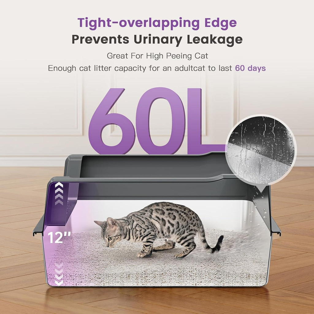 Stainless Steel Cat Litter Box with Lid, 26 x 18 x 12 in