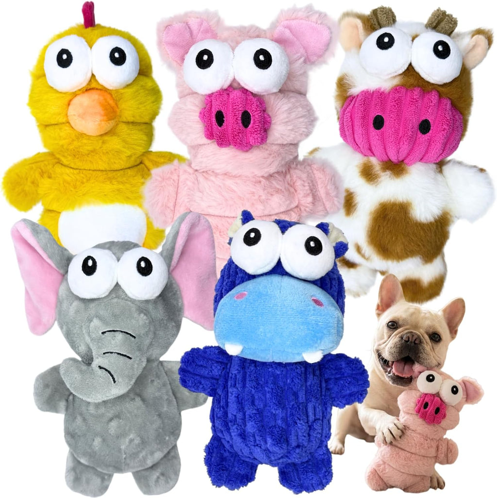 3 Pack No Stuffing Squeaky Dog Toys for Small Dogs,Plush Crinkle Toy