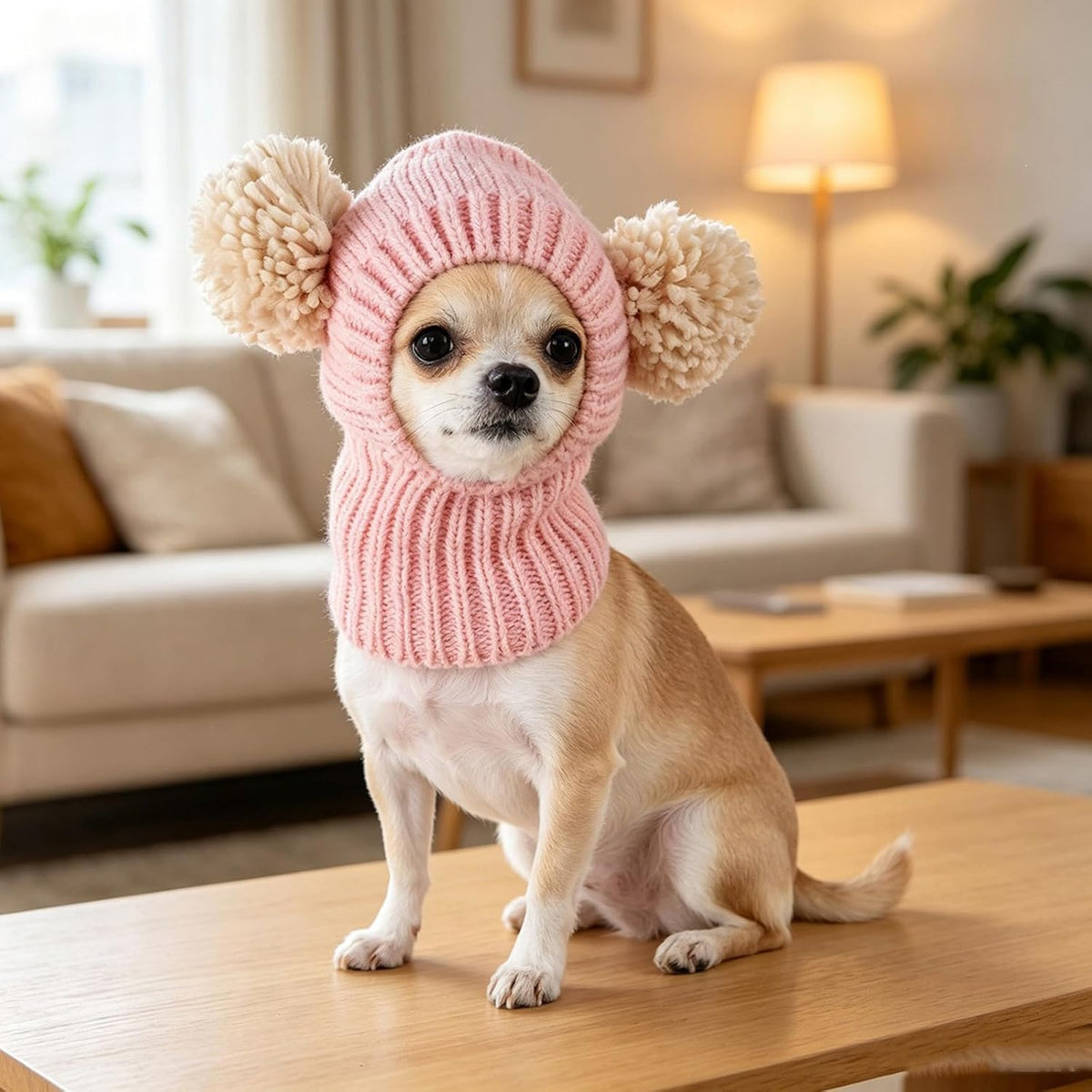 Pet Hat with Integrated Neck Cover for Small Dog, Coffee S