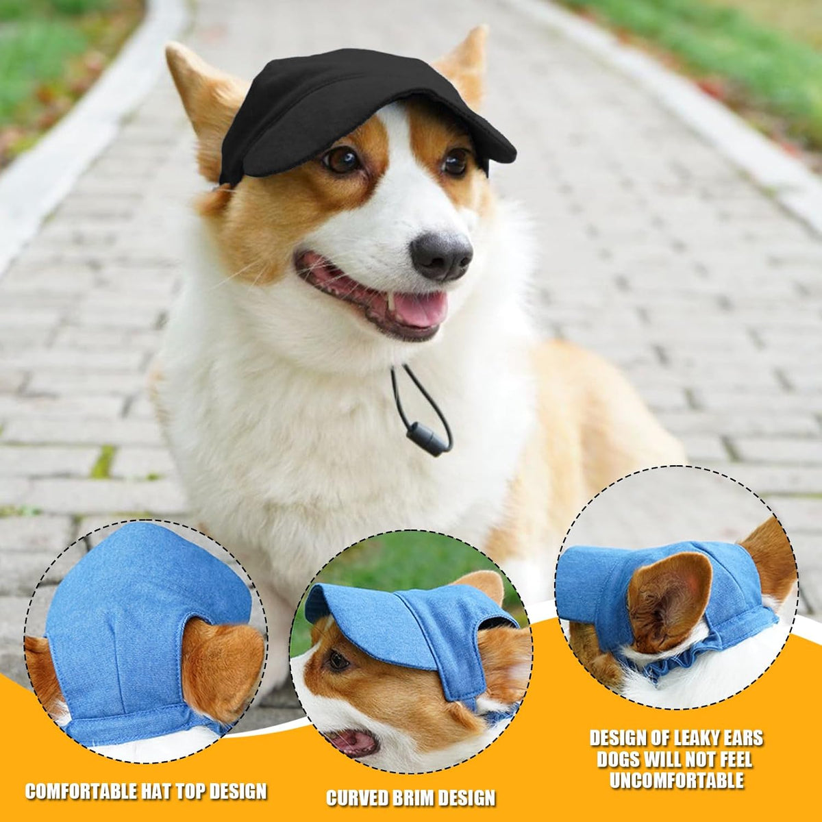 Dog Baseball Cap,Pet Summer Beach Hat,Dog Cat Sunbonnet Cap with Ear Holes,Adjustable Cat Visor for Small Medium Large D