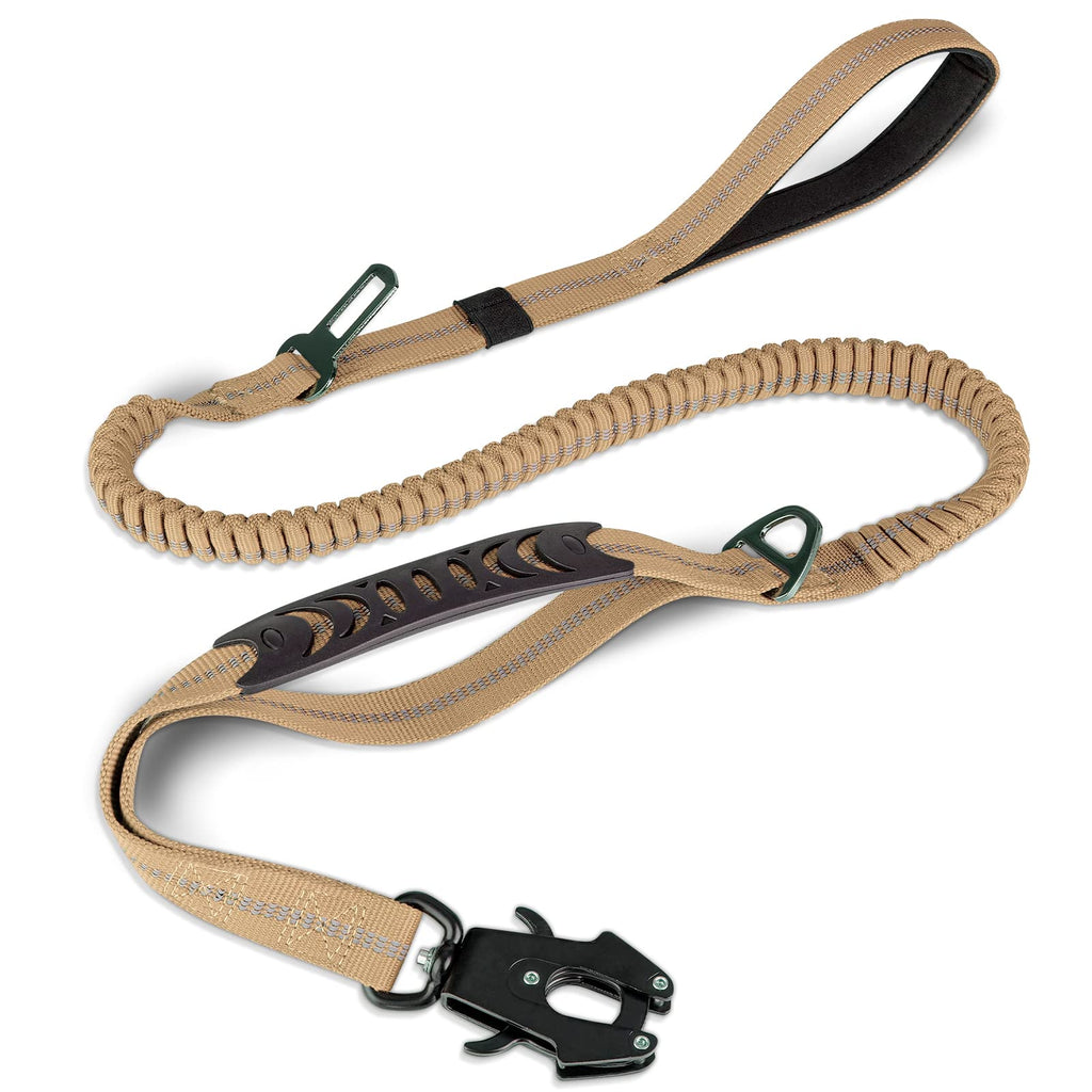 Joytale Tactical Bungee Dog Leash, Shock Absorbing No Pull, Coyote Brown