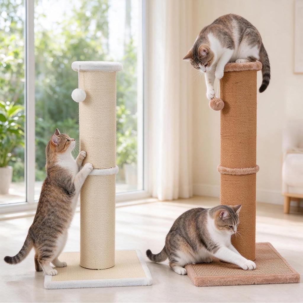 Tall Cat Scratching Post, 32in Thickened Sisal Post for Large Cats