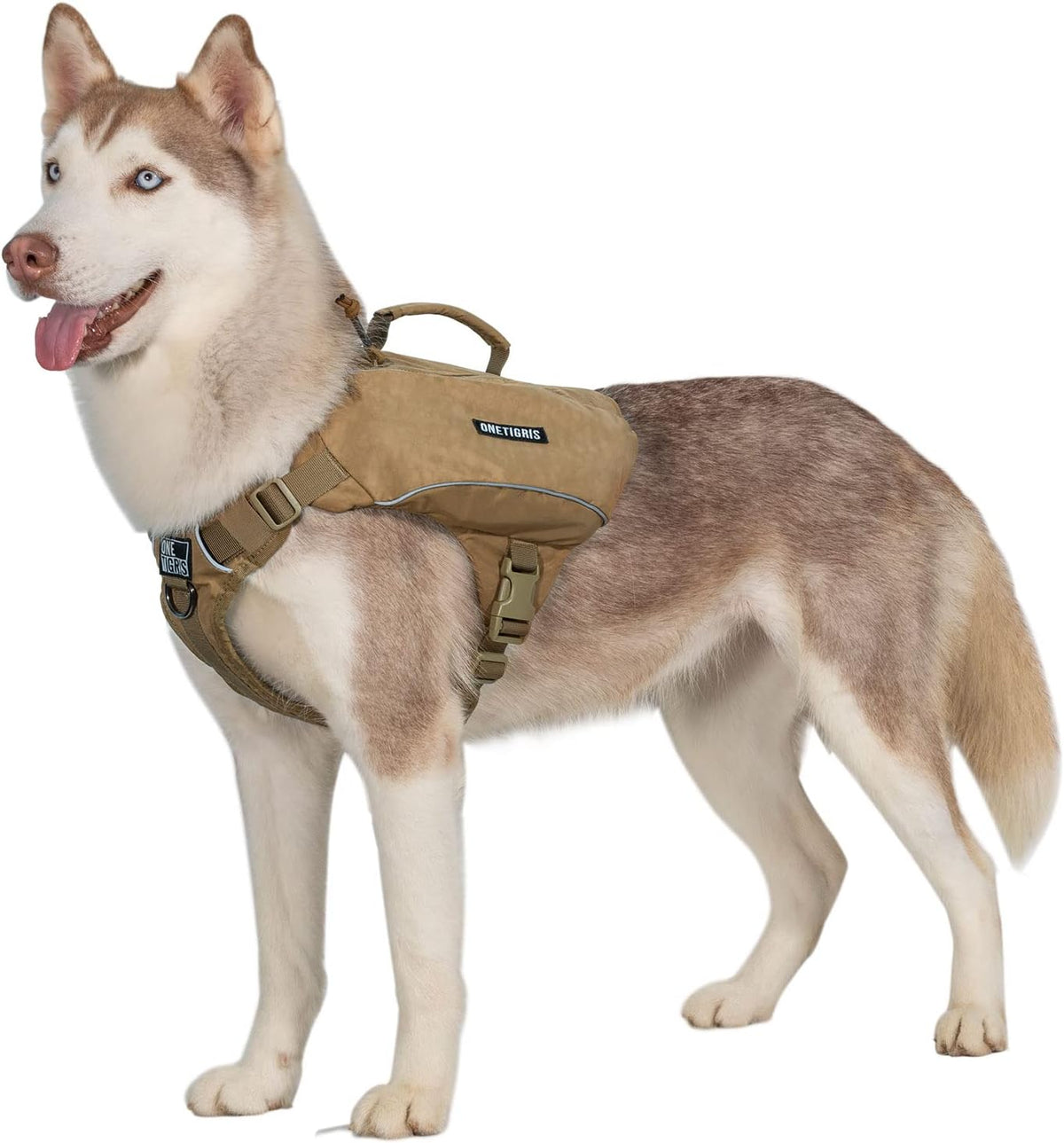 ONETIGRIS Y-Shaped Dog Backpack No Pull CAMLUS Dog Saddle Bag with D-Rings, Lightweight Dog Pack Hiking Gear for Dogs Hu