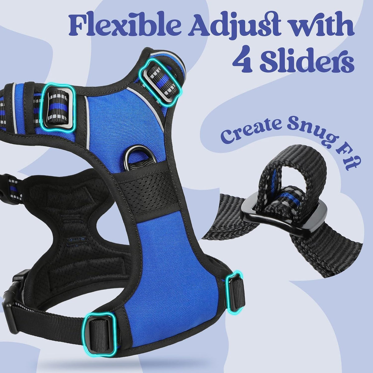 rabbitgoo Dog Harness for Large, Updated Easy On & Off with 3 Buckles
