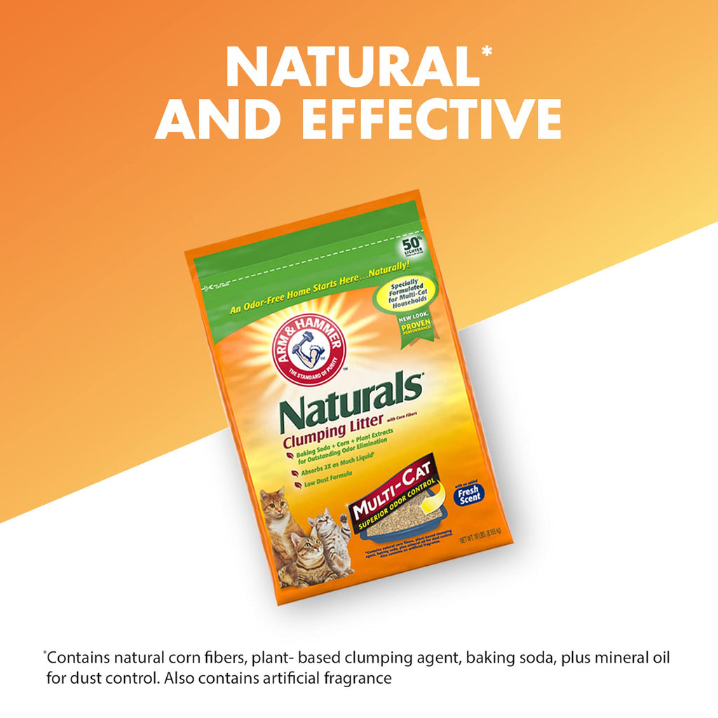 ARM & HAMMER Naturals Clumping Cat, Litter Odor Control, Multi Cat Litter, 18 lb. Bag
