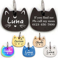 Personalized Cat Head ID Tag, Stainless Steel Engraved Pet Name Tag