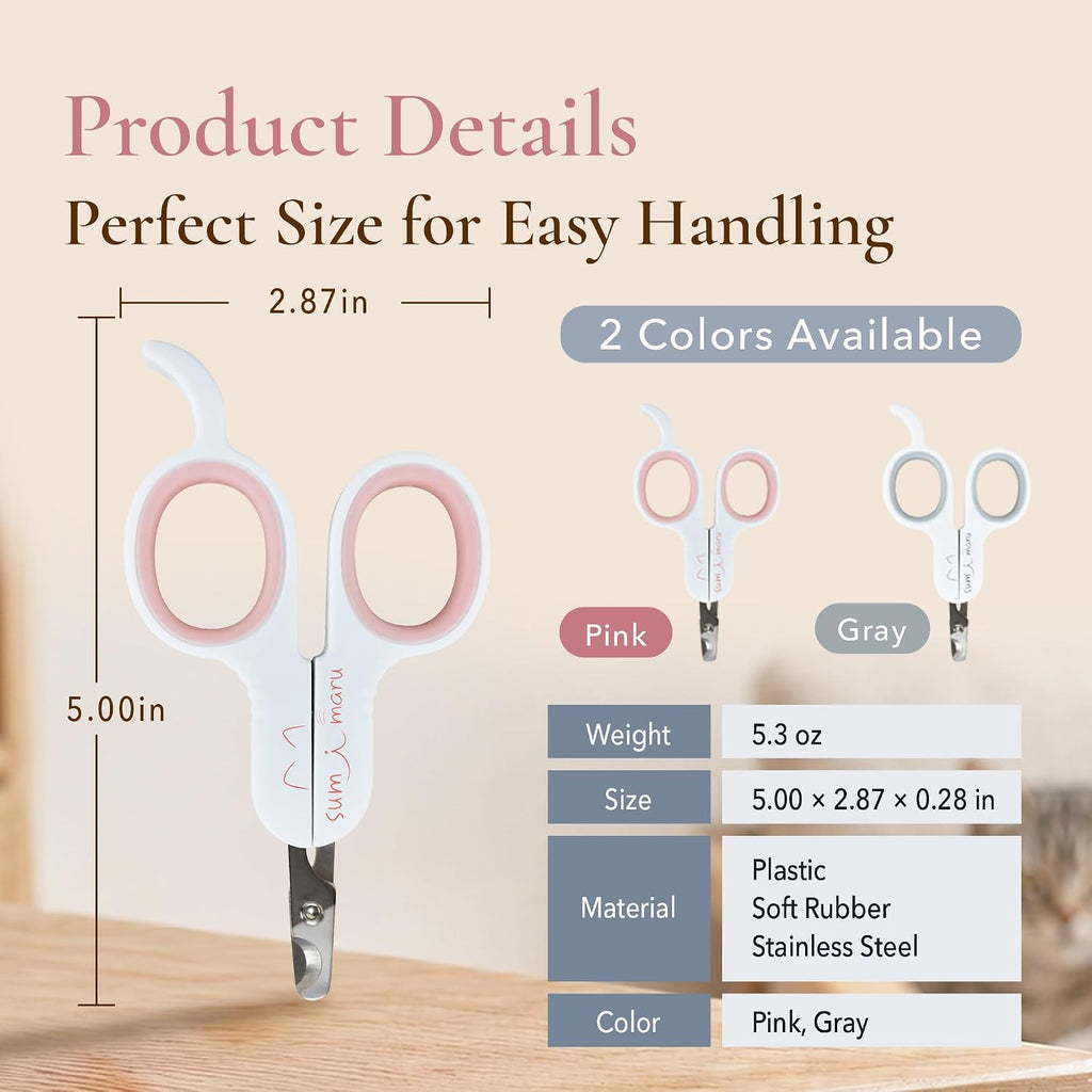 Cat Nail Clipper – Designed in Japan, Beginner Friendly, Guide & Video PINK