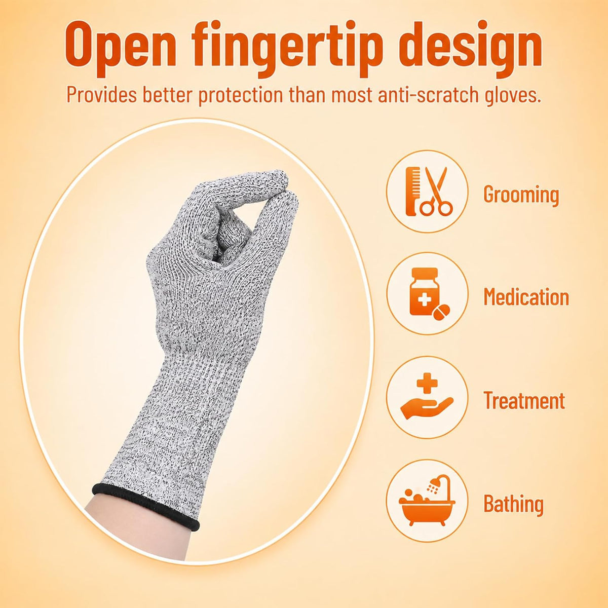 Cat Gloves Bite Proof, Pet Handling Gloves 13.8” Pet Grooming Glove