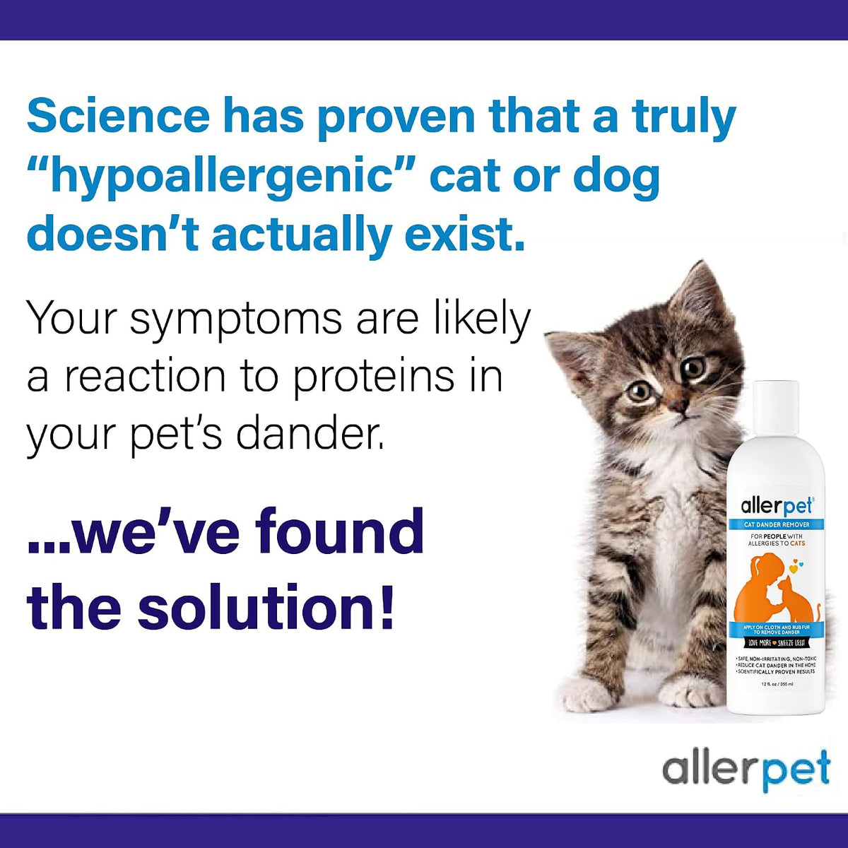 Allerpet Cat Dander Remover w/Free Pair of Grooming Gloves & Mitt (12oz)