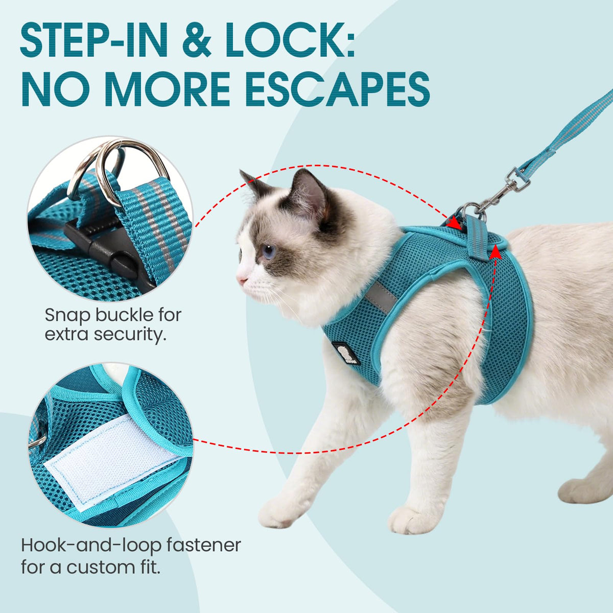 HEYWEAN Cat Harness and Leash - Ultra Light Escape Proof Kitten Collar Cat Walking Jacket with Running Cushioning Soft and Comfortable Suitable for Puppies Rabbits