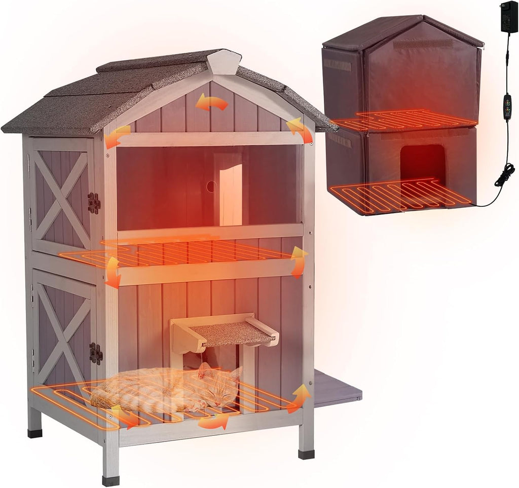 Aivituvin Heated Cat House Outdoor Weatherproof Insulated for Cats
