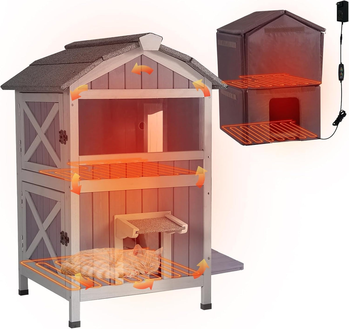 Aivituvin Heated Cat House Outdoor Weatherproof Insulated for Cats