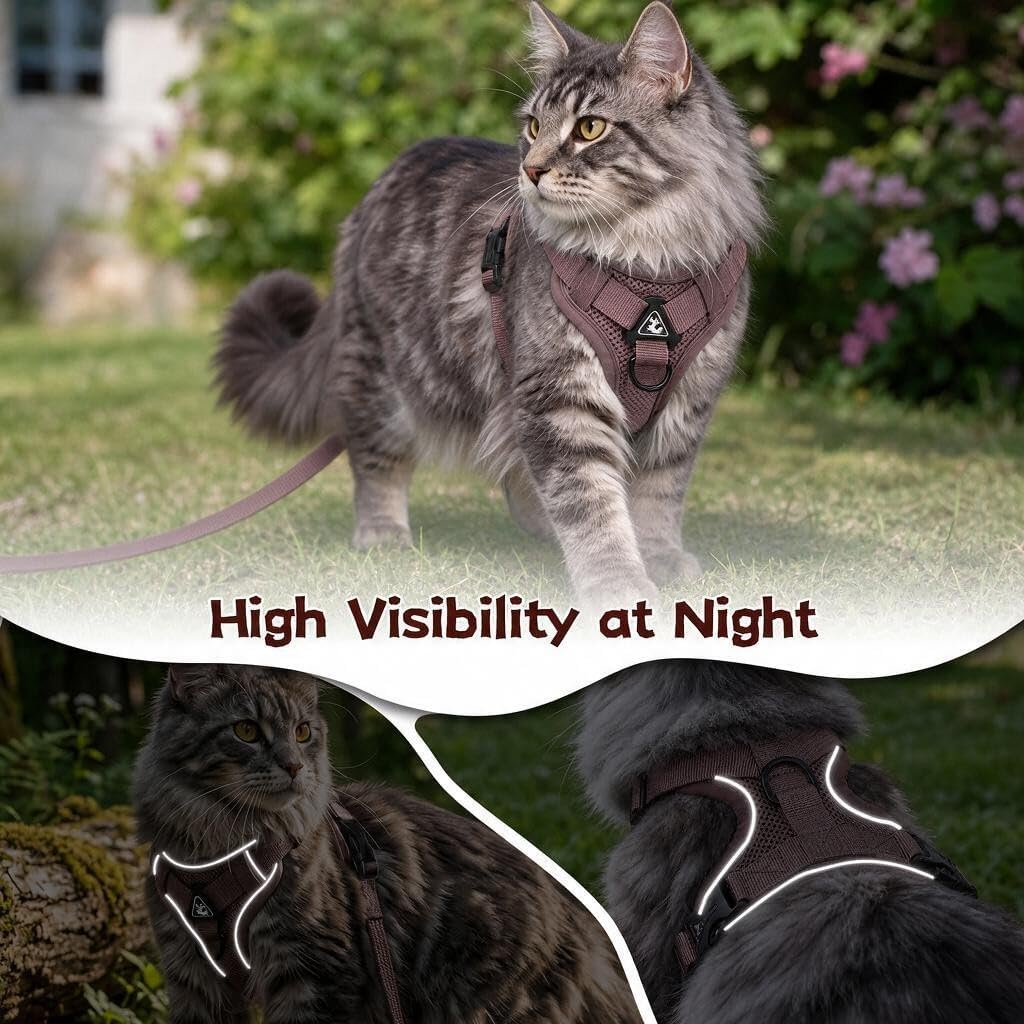 Large Cat Harness & Leash Set, Escape-Proof Soft Vest for Outdoor Walking