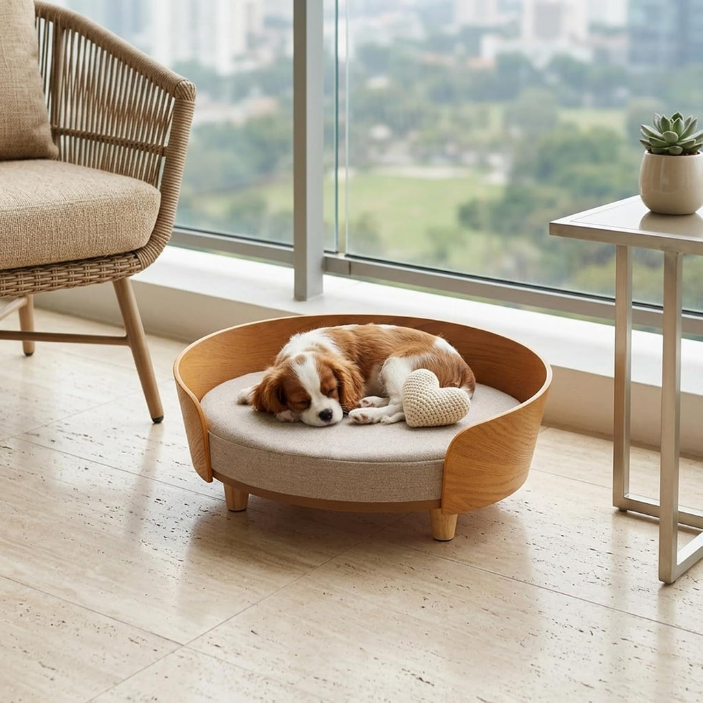 Oval Pet Sofa with Supporting Feet, 19.3x14x7.7in, 22.05lbs Load