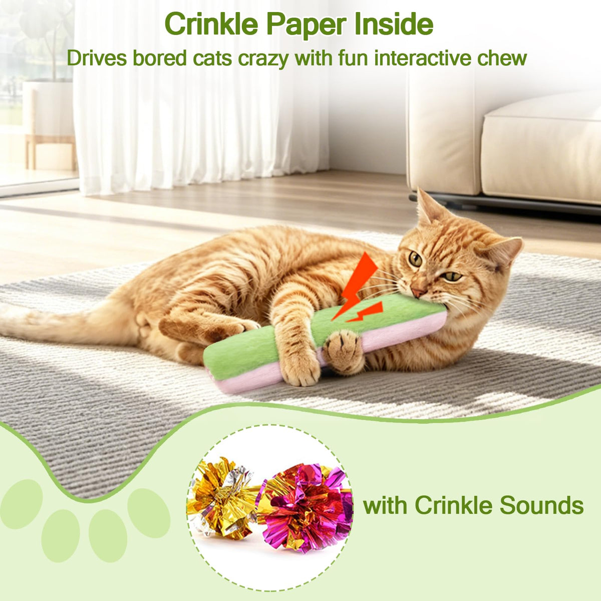 Retro Shaw Cat Toys Pillows, Refillable Catnip Kicker Toys for Indoor Cats
