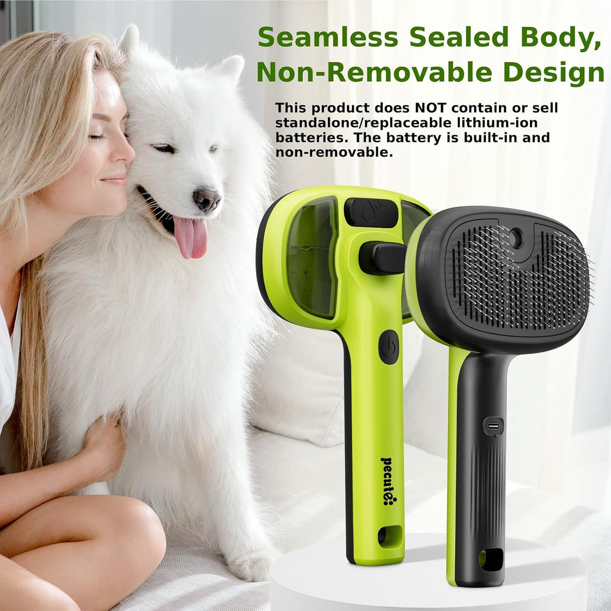 Pecute Self-Cleaning Steam Dog Cat Brush & Leave-in Conditioner, Cool Mist