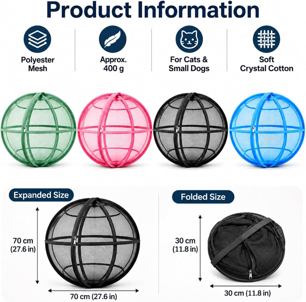 Cat Hamster Ball for Outside Foldable Mesh Cat Playpen 28 Inch (green)