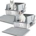 XL Stainless Steel Litter Box with Lid, Extra Large Cat Litter Box