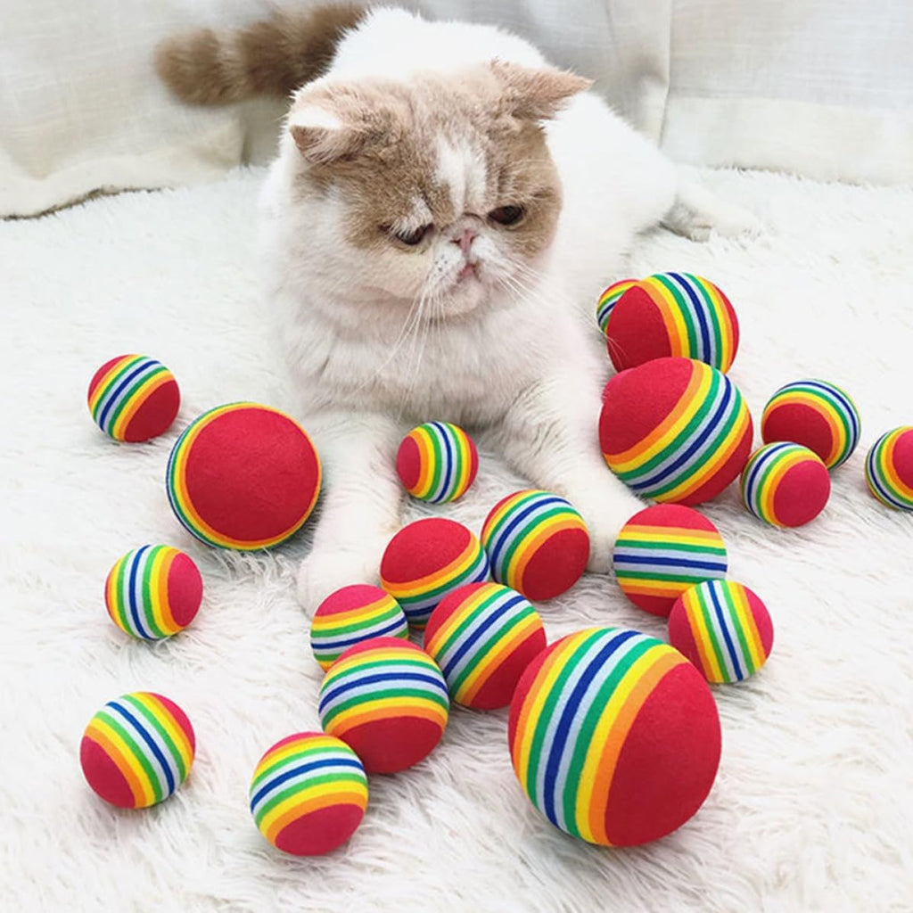 Uonlytech 5pcs Rainbow Cat Balls Elastic Eva Foam for Cats, Home Use