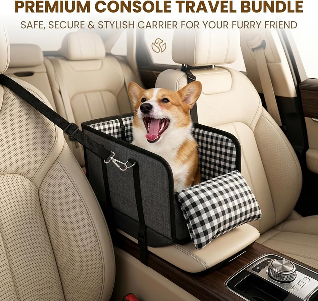 Portable Dog Console Booster Seat – Foldable Armrest Booster for Small Dogs