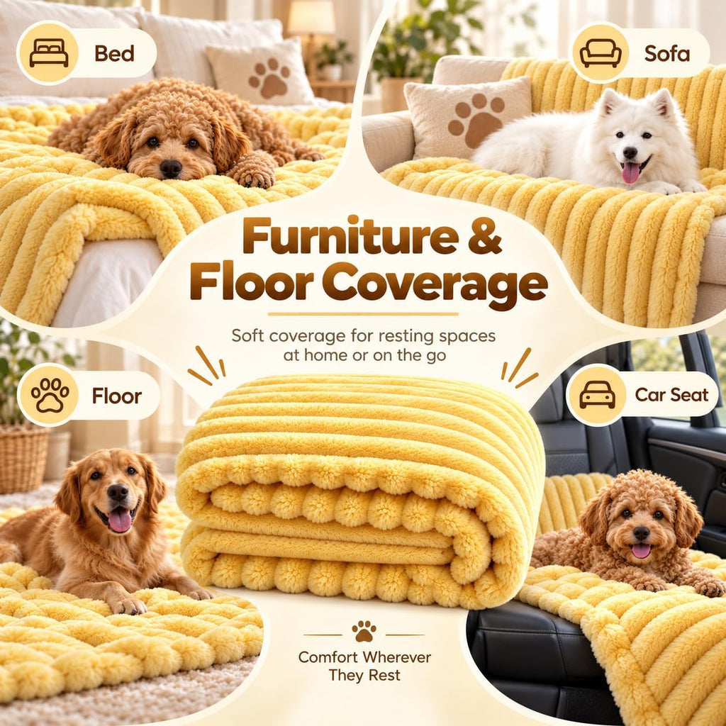 Yellow Dog Calming Blanket, Soft Emotional Support Blanket for Dogs，L
