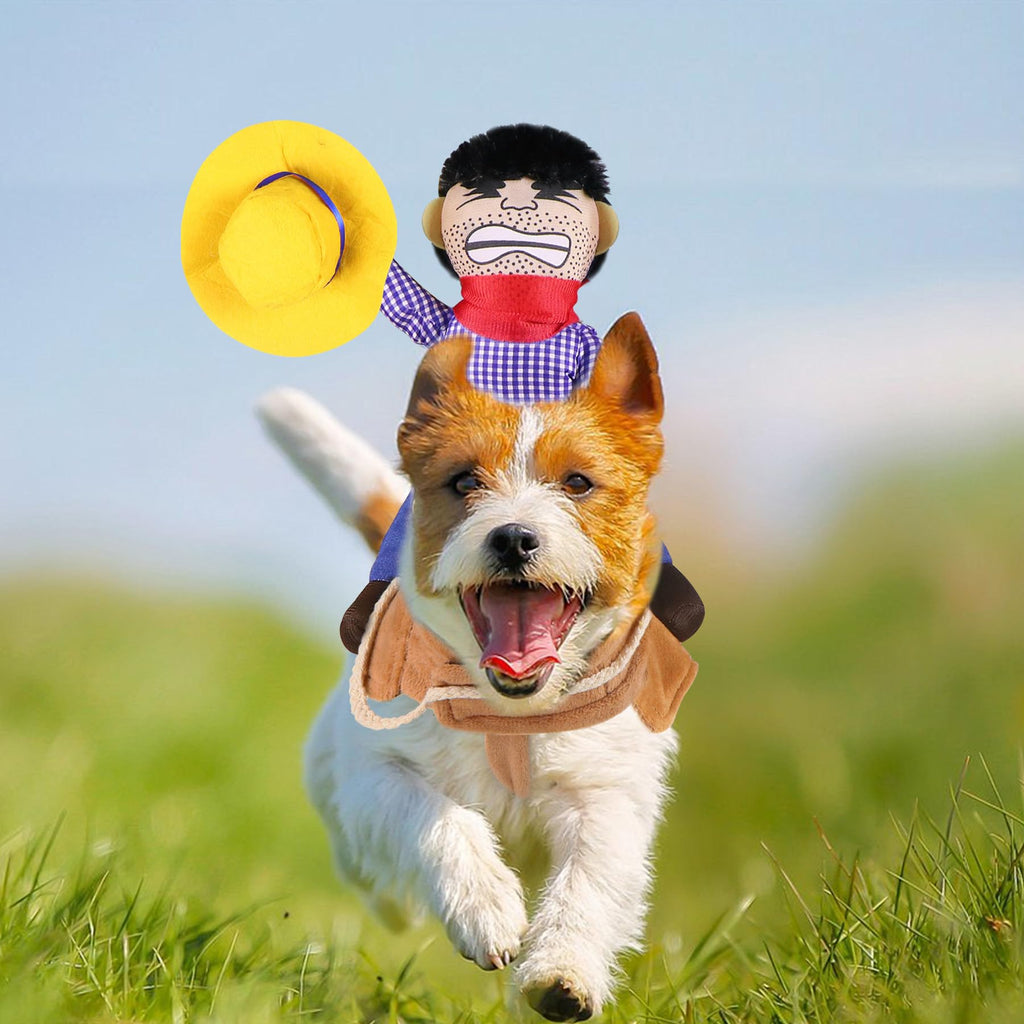 GOYOSWA Dog Cowboy Costume, Dog Halloween Costumes Cowboy Rider Dog Costume Funny Dog Costume for Small Medium Large X-Large Dogs (Medium)