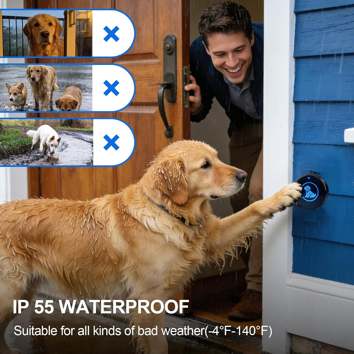 Dog Door Bell for Potty Training, Wireless Dog Doorbells to Go Outside, 1000 Feet Long Range, IP65 Waterproof, 60 Melodi