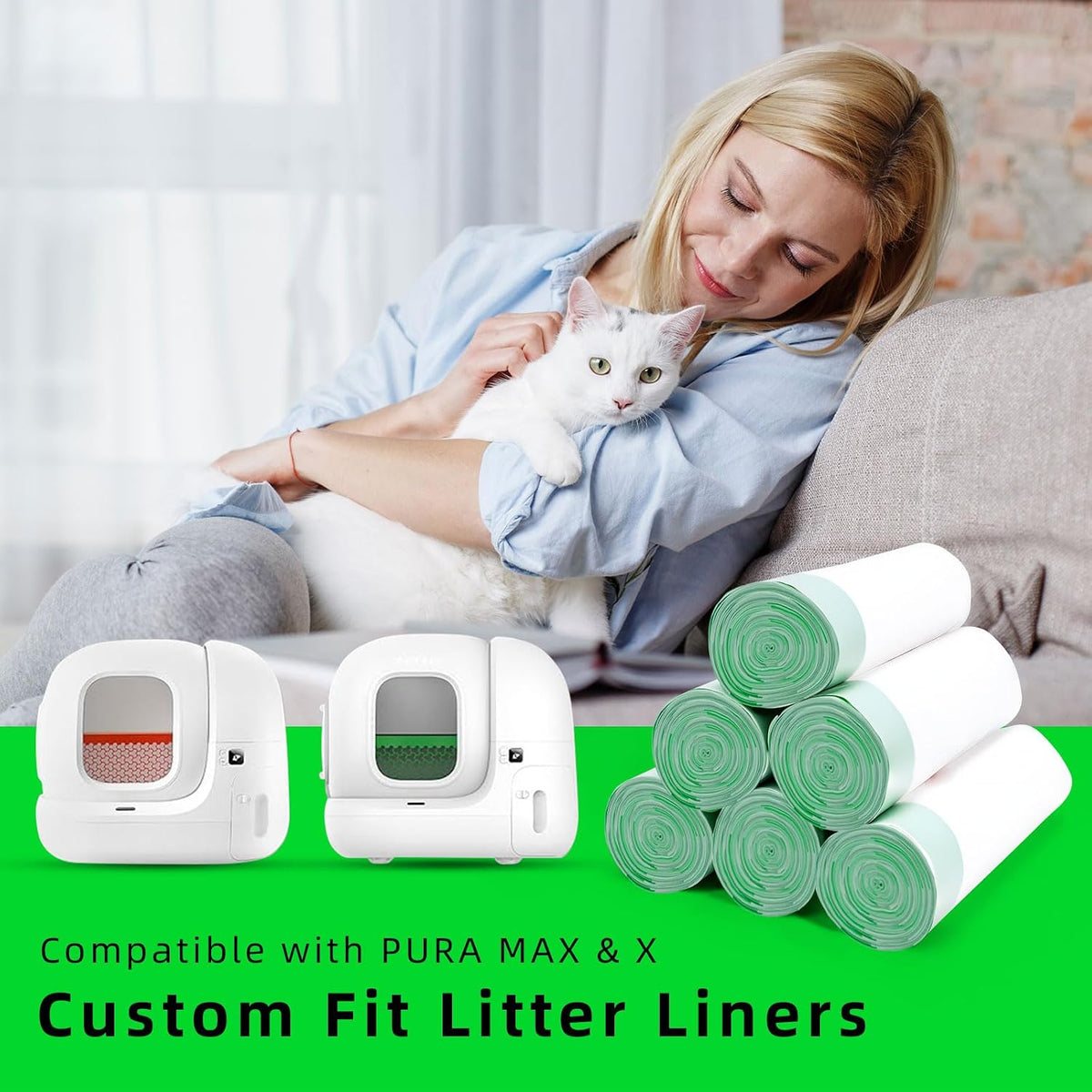 120 Count Pre-Seperated Automatic Cat Litter Bags Compatible with PETKIT PURA MAX 2/MAX/PUROBOT Max Pro Self-Cleaning Li