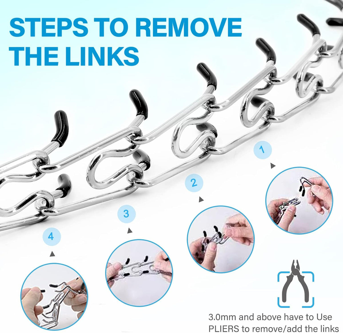 Supet Prong Collar for Dogs, Adjustable Dog Pinch No Pull Training Collar with Quick Release Buckle, Rubber Tips and Ext