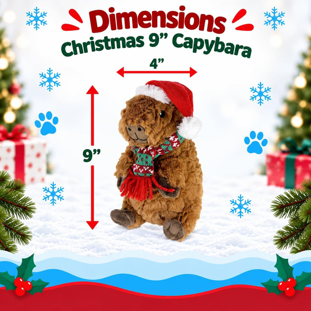 Pet Lou Christmas Capybara Plush Dog Toy, 9 Inches